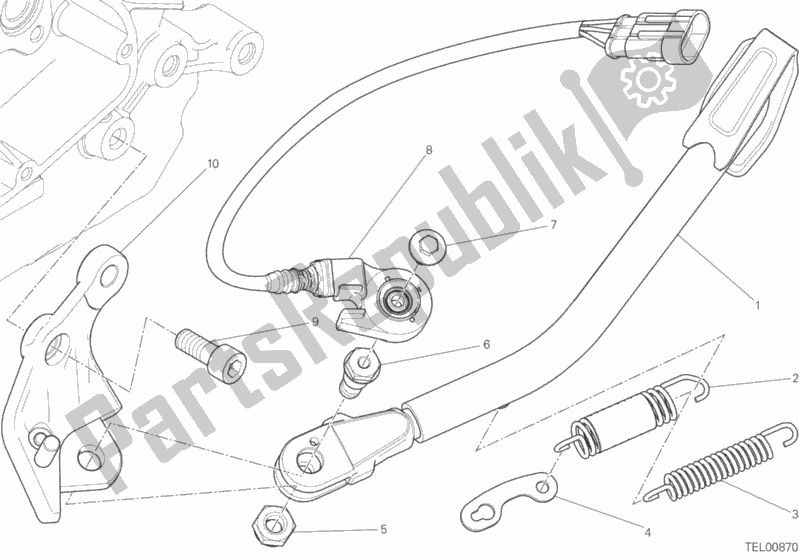 All parts for the Side Stand of the Ducati Scrambler Flat Track PRO USA 803 2016